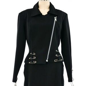 Vintage 90s punk John Murrough  jacket with zippers and safety pins black sz 8